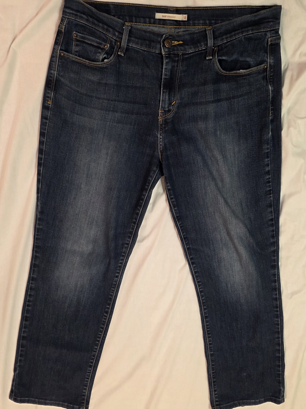 Levi's 505 Dark Blue Ankle Crop Stretch Jeans Size 12